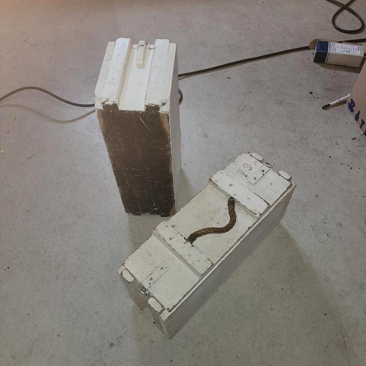 Witte Houten Munitiekist - Decoratief, Huis en Inrichting, Woonaccessoires | Kisten, Gebruikt, Minder dan 50 cm, Minder dan 50 cm