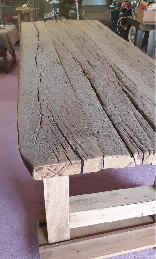 Geleefd eiken tuintafel 3 meter lang, Tuin en Terras, Tuintafels, Nieuw, Hout, Ophalen