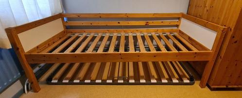 éénpersoons bed inclusief onderschuifbed, Huis en Inrichting, Slaapkamer | Bedden, Gebruikt, Eenpersoons, 90 cm, 200 cm, Hout