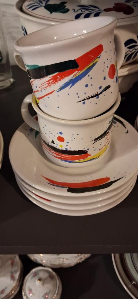 Vintage Koffiekopjes met Schotels en Taartbordjes Set, Gebruikt, Unknown, Keramiek, Unknown