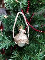 Antieke kerstbal bloemenmand met tinsel chenille, Ophalen of Verzenden, Gebruikt