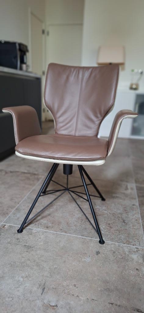Bert Plantagie Eetkamerstoelen, Huis en Inrichting, Stoelen, Zo goed als nieuw, Vier, Leer, Metaal, Bruin, Ophalen