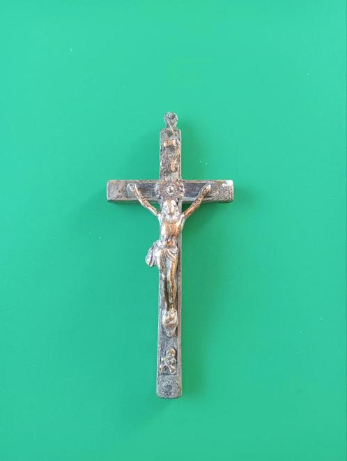 Antiek veldkruis met schedel, Antiek en Kunst, Antiek | Religie, Ophalen of Verzenden