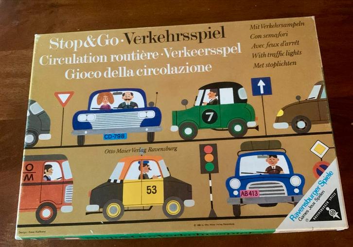 Stop&Go Verkeersspel - Ravensburger 1971 zgan, Hobby en Vrije tijd, Gezelschapsspellen | Bordspellen, Zo goed als nieuw, Een of twee spelers