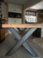 Eettafel (onbewerkt) steigerhout en stalen X poten, Ophalen, Gebruikt, 50 tot 100 cm, 150 tot 200 cm