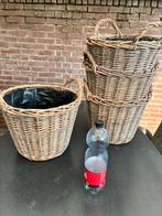 3 beschikbaar gelijke grote gevlochten manden van riet, Ophalen, Zo goed als nieuw, Rond, Riet
