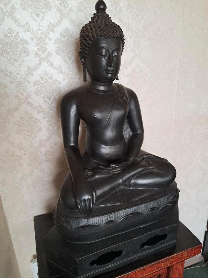 Antieke Bronzen Boeddha Beeld, Antiek en Kunst, Kunst | Beelden en Houtsnijwerken, Ophalen of Verzenden