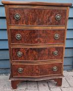 Noten houten antieke ladenkast met 4 laden, Ophalen, 50 tot 100 cm, Zo goed als nieuw, 3 of 4 laden