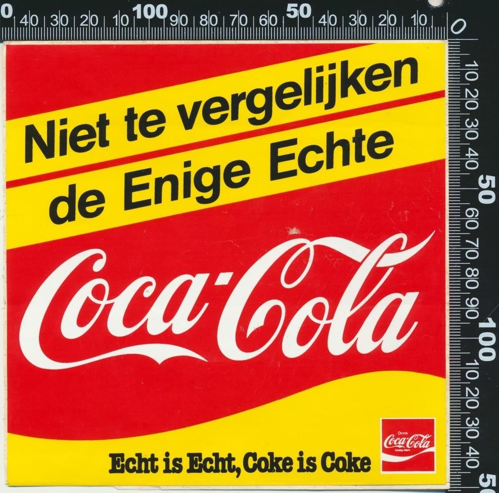 Sticker: Coca Cola - Niet te vergelijken, Ophalen of Verzenden, Zo goed als nieuw, Bedrijf of Vereniging