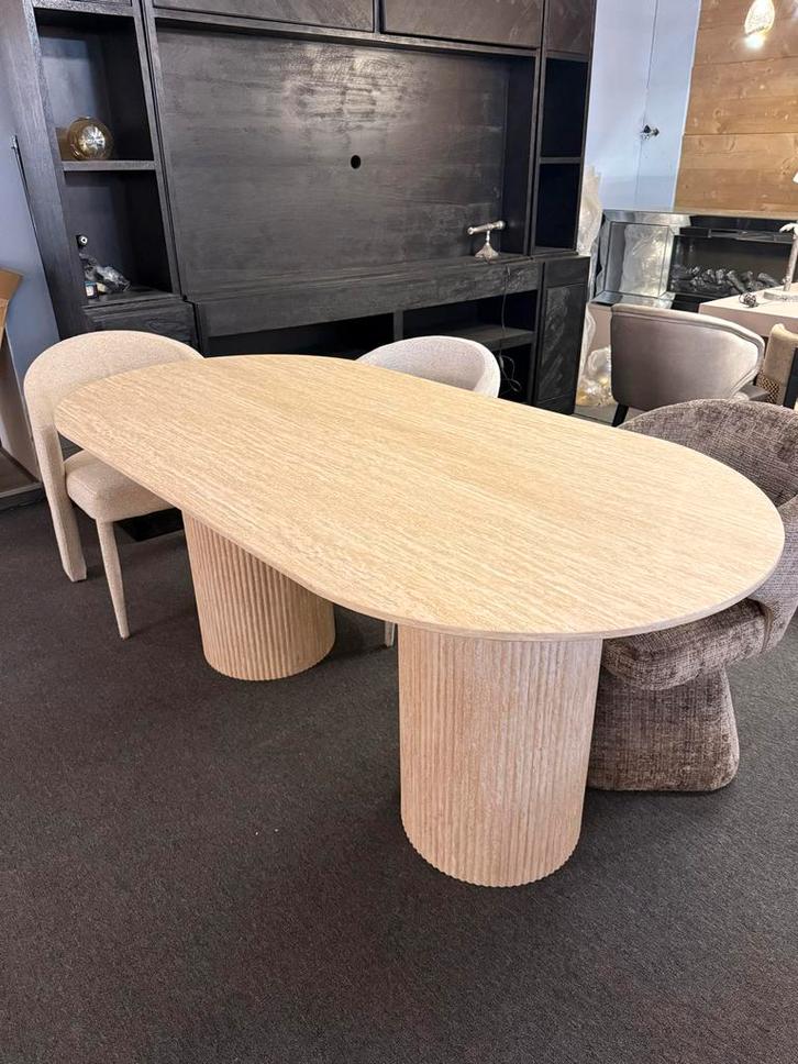 Ovale Travertin Eettafel in 2 maten 160x90 en 180x90 cm new, Huis en Inrichting, Tafels | Eettafels, Nieuw, 50 tot 100 cm, 150 tot 200 cm