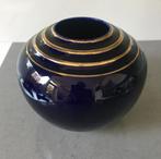 Decoratieve VAAS Ø15 cm paars goudranden vintage Bolvaas, Ophalen of Verzenden