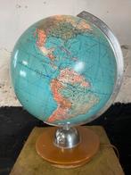 Vintage antieke globe wereldbol hout glas JRO verlichting, Ophalen, Verlicht, Gebruikt