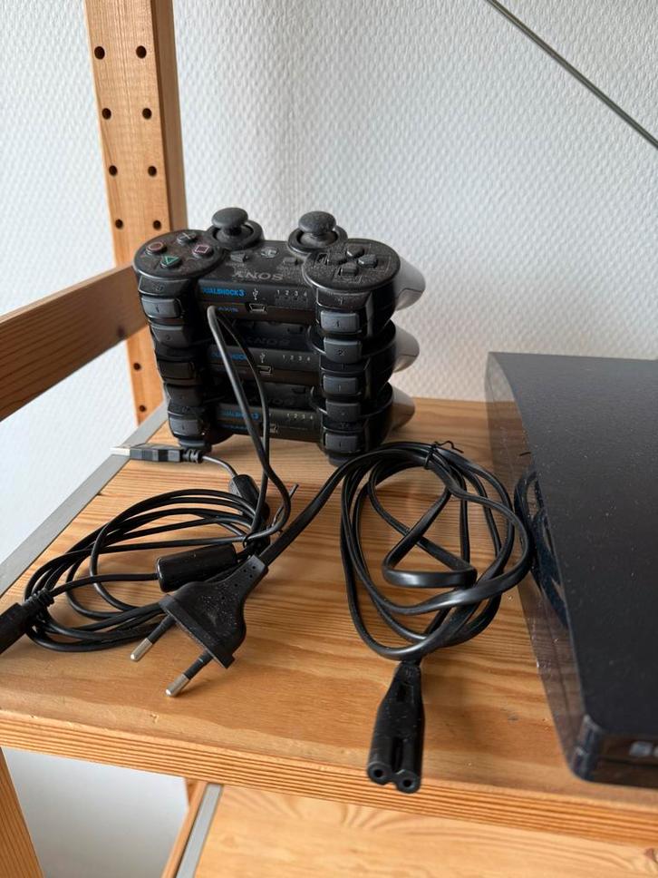 PS3 Slim CECH-2504B + 3 Controllers + 15 Games, Spelcomputers en Games, Spelcomputers | Sony PlayStation 3, Gebruikt, Slim, Met 3 controllers of meer
