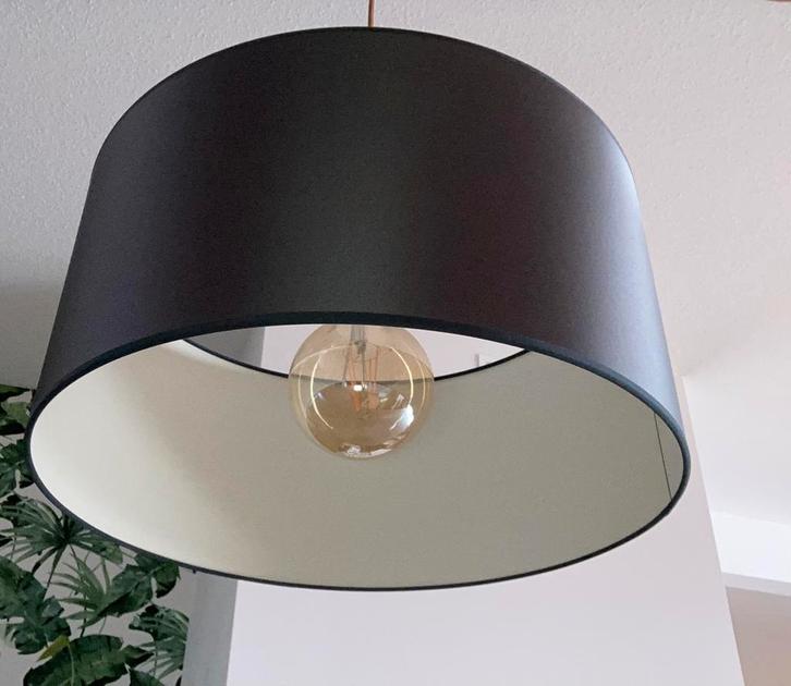 2 Grote en 2 kleine moderne hanglampen antracietgrijs & écru, Huis en Inrichting, Lampen | Hanglampen, Zo goed als nieuw, Ophalen