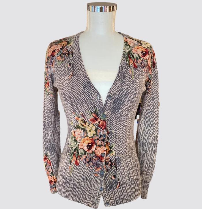 Gc Fontana – Wol/cashmere – Vest – Beige/donderblauw, Kleding | Dames, Truien en Vesten, Zo goed als nieuw, Maat 36 (S), Beige