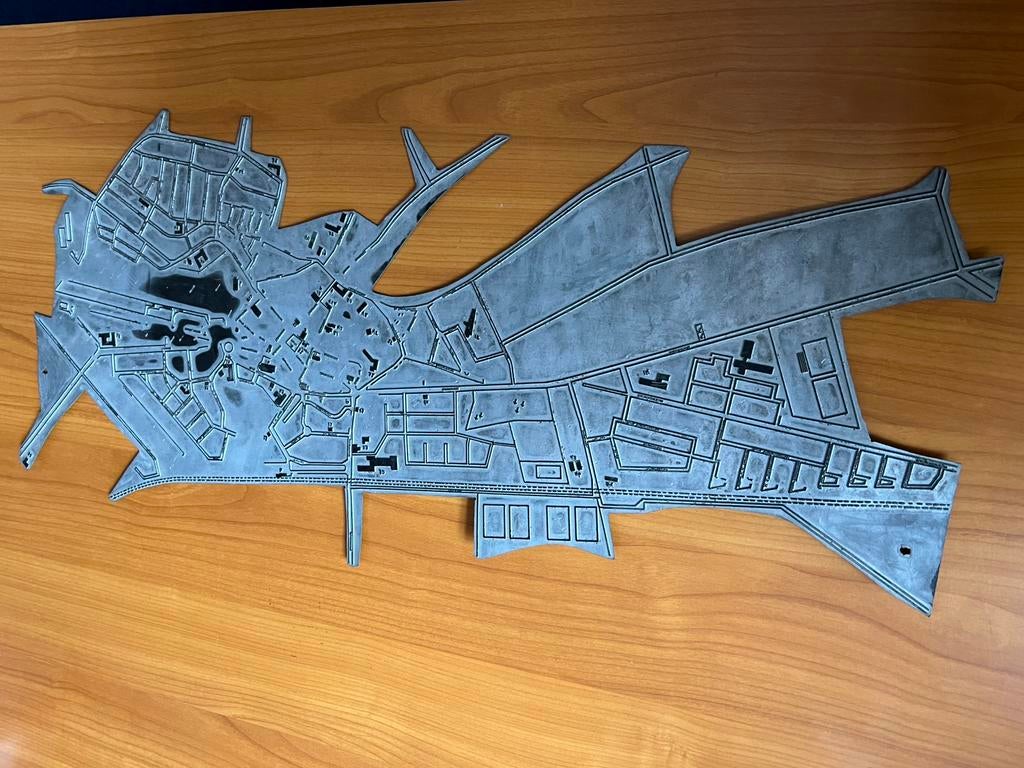 Uniek Historisch Ets Drukkerij Cliché Plattegrond Steenwijk, Antiek en Kunst, Ophalen of Verzenden