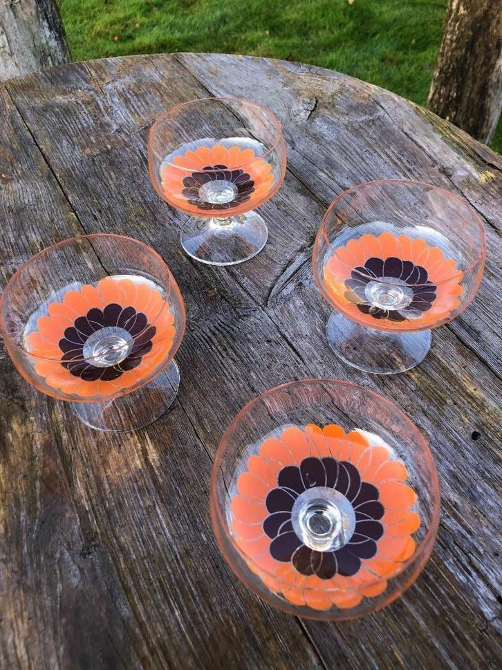 Jaren '70 Vintage Schott Zwiesel 4 champagnebekers, Antiek en Kunst, Antiek | Glas en Kristal, Ophalen of Verzenden