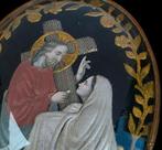 Antieke glazen Muur Stolp Christus & Maria periode ca 1850, Verzenden
