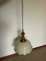 vintage ouderwets hanglamp pendellamp met glazen kap ~1950, Antiek en Kunst, Ophalen