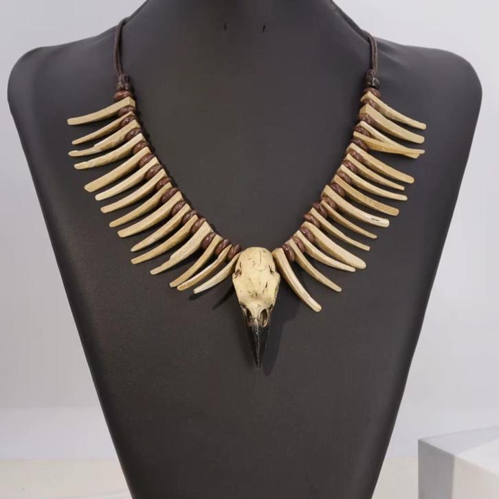 Viking Ketting Met Kraaienschedel, Sieraden, Tassen en Uiterlijk, Kettingen, Nieuw, Overige materialen, Overige kleuren, Verstelbaar