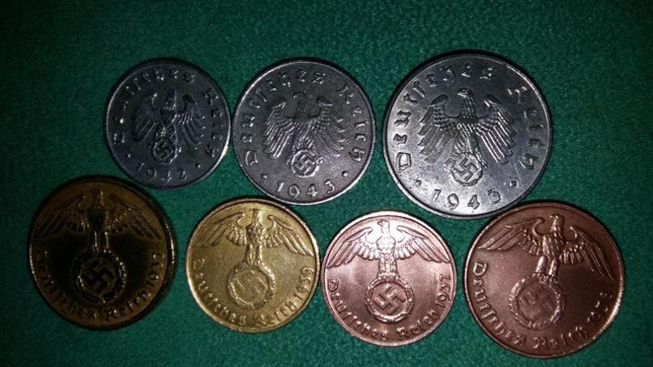 Duits wo2 munt set 7 geld Duitse rijk oorlog 7 munten, Verzamelen, Militaria | Tweede Wereldoorlog, Overige soorten, Overige typen