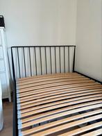 Zwart metalen bed (140cm) ABILDRO met lattenbodem, Ophalen, Zwart, 140 cm, Zo goed als nieuw