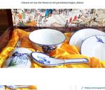 Chinese set van vier blauw en wit porseleinen kopjes, dekens, Ophalen of Verzenden