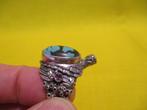 Balinese Penyu ring, 925 zilver met turquoise en amethisten, 20 of groter, Verzenden, Nieuw, Dame of Heer