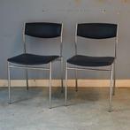 Vintage Gijs van der Sluijs eetkamer stoelen, Ophalen, Twee, Blauw, Vintage