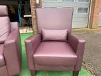 Fauteuil TOPFORM design stoel incl. poef leer ZGAN, Ophalen, GEEN, Hout, Zo goed als nieuw