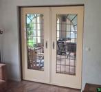 Ensuite schuifdeuren met glas in lood, Doe-het-zelf en Verbouw, Deuren en Horren, Ophalen, Gebruikt, 80 tot 100 cm, Binnendeur