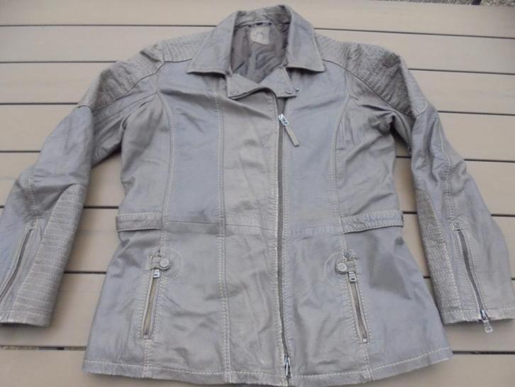Grijze leren jas, Kleding | Dames, Jassen | Winter, Gedragen, Maat 46/48 (XL) of groter, Grijs, Ophalen of Verzenden