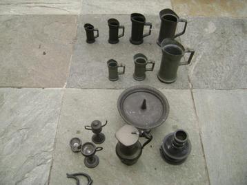 13 stuks tinnen voorwerpen beschikbaar voor biedingen