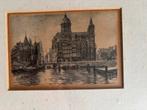 Louis Landre: 2 ingelijste etsen Amsterdam prins Hendrikkade, Antiek en Kunst, Kunst | Etsen en Gravures, Ophalen of Verzenden