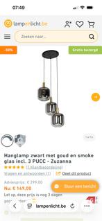 Plafondlampen set zwart goud smoke glas, Huis en Inrichting, Lampen | Hanglampen, Ophalen of Verzenden, Nieuw, Glas, Minder dan 50 cm