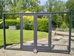 Hardhout kozijn met dubbele tuindeuren en zijlichten, Ophalen, Nieuw, Buitendeur, Hout
