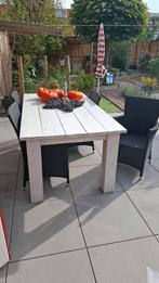 Tuintafel met 4 Wicker Stoelen, Tuin en Terras, Tuintafels, Ophalen, Gebruikt, Rechthoekig, Wicker