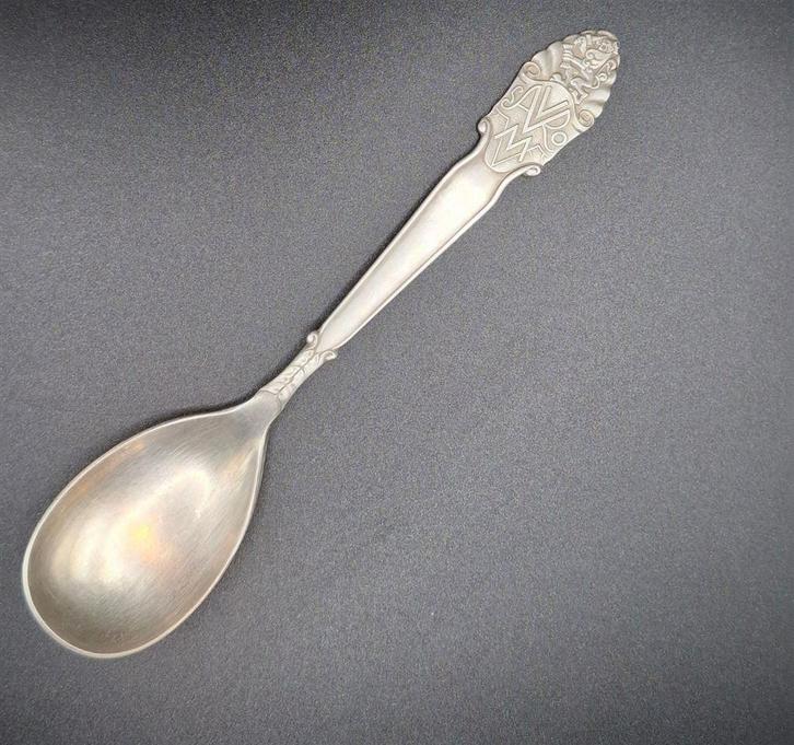 Lepel met AVRO, logo George Nilsson, 15 cm lang, Antiek en Kunst, Antiek | Goud en Zilver, Ophalen of Verzenden