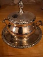 Verzilverde Suikerpot met Schotel, Ophalen, Zilver
