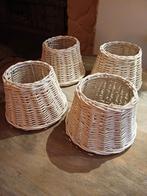 Riet rotan witte lampenkappen 6x landelijk country ibiza, Ophalen of Verzenden, Zo goed als nieuw, Wit, Rond