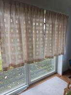 2 creme geblokte gordijnen hoog 1.29m en br 1.05, Ophalen, Gebruikt, 200 cm of meer, Overige kleuren