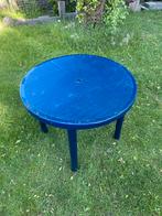 Tuintafel rond blauw, Tuin en Terras, Tuintafels, Ophalen, Gebruikt, Rond, Kunststof