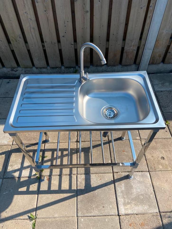 Nieuwe RVS (camping) - spoelblad - spoelbak - spoeltafel 1, Tuin en Terras, Buitenkeukens, Nieuw, Vrijstaand, Ophalen of Verzenden