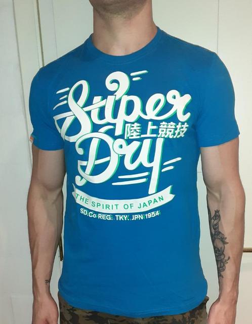 T-shirt heren kleur blauw vintage Superdry M, Kleding | Heren, T-shirts, Nieuw, Maat 48/50 (M), Blauw, Verzenden