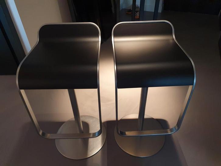 4 LAPALMA LEM barkrukken/black plywood&leder/ la palma, Huis en Inrichting, Barkrukken, Zo goed als nieuw, 60 tot 90 cm, Hout