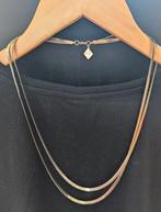 Platte snake ketting dubbel goudkleurig, Sieraden, Tassen en Uiterlijk, Kettingen, Ophalen of Verzenden, Zo goed als nieuw, Goud