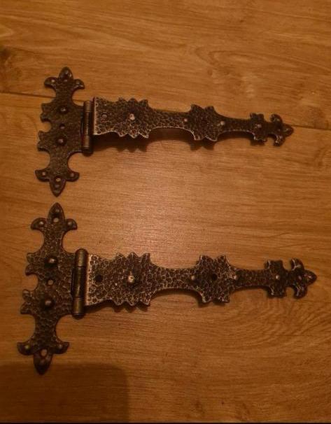Antieke 'kasteel' scharnieren NIEUW deurbeslag luiken lou, Antiek en Kunst, Curiosa en Brocante, Ophalen of Verzenden