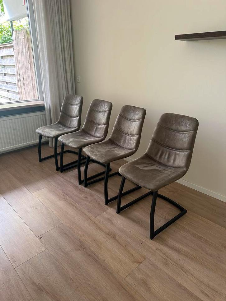 4 keer eetkamerstoel Alec - stof - olijfgroen, Huis en Inrichting, Stoelen, Gebruikt, Vier, Stof, Ophalen