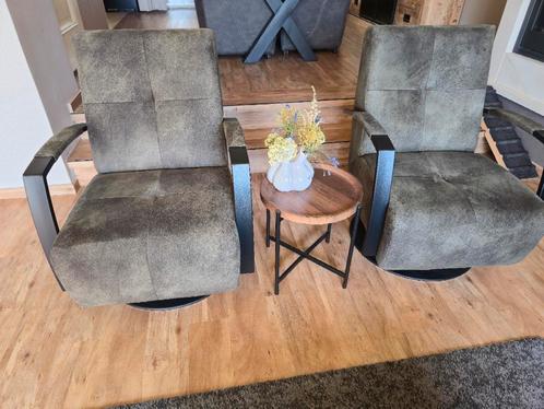 2 solvi draaifauteuils, Huis en Inrichting, Fauteuils, Zo goed als nieuw, Leer, Stof, 50 tot 75 cm, Ophalen