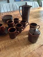 Retro Bruin Aardewerk espresso servies, Huis en Inrichting, Ophalen, Gebruikt, Overige stijlen, Kop(pen) en/of Schotel(s)